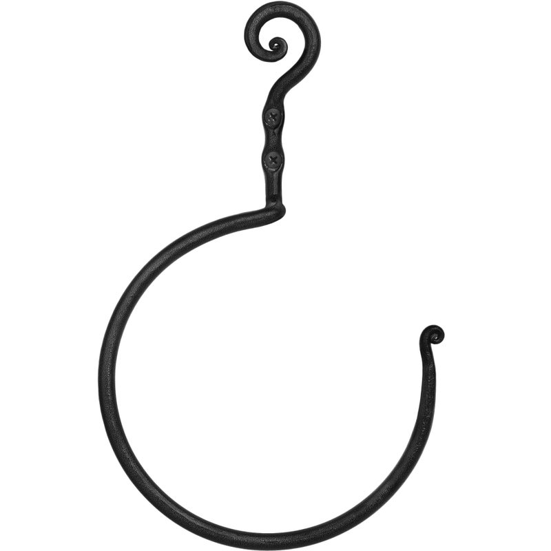 RTZEN Wrought Iron Hand Towel Holder - Matte Black Towel Ring for Bathroom or Kitchen - Farmhouse, Vintage, Rust Resistant, Easy to Install, Hand-Forged Decorative Rustic Bathroom Decor - Image 1